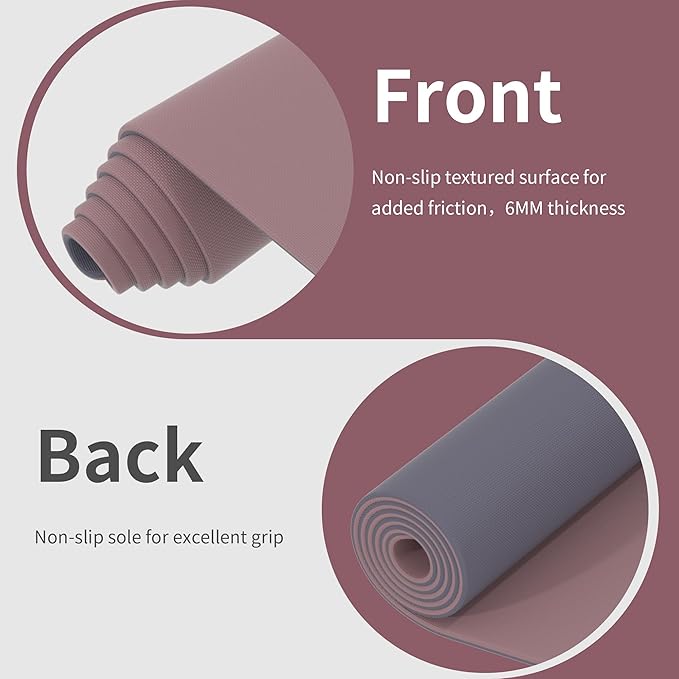 HAHE Non Slip Yoga Mat Wide, (72"L X 32"W, 0.24" Thick) Large Fitness Exercise Mat with Carrying Strap, Eco-Friendly POE Yoga Mats for Home, Gym, Pilates, Stretching-FlexoryFit