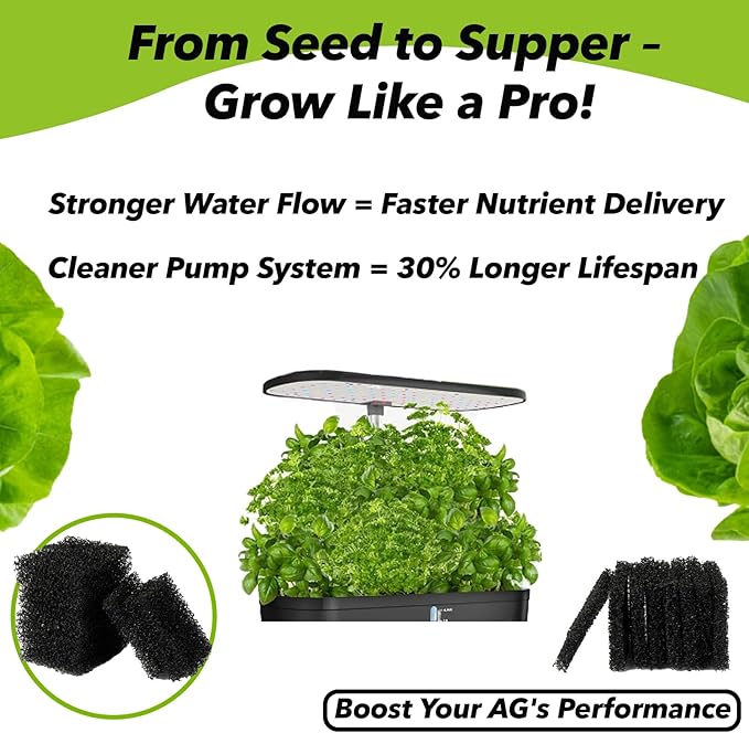 50-Pack Pump Filter Sponge Replacement Made for Aerogarden Filter Sponges, Cost-Effective and Well Compatible with Aerogarden Filter, Harvest, Bounty, Farm, Extra, Ultra All Models