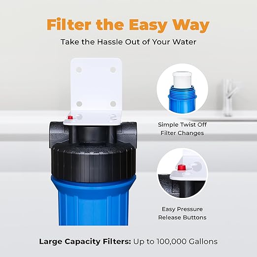 Rotek Water Systems Whole House Water Filtration System | 2-Stage Water Filter System | SED & ACB | Clean Drinking Water | Sediment & Carbon Filter | 10 Inch