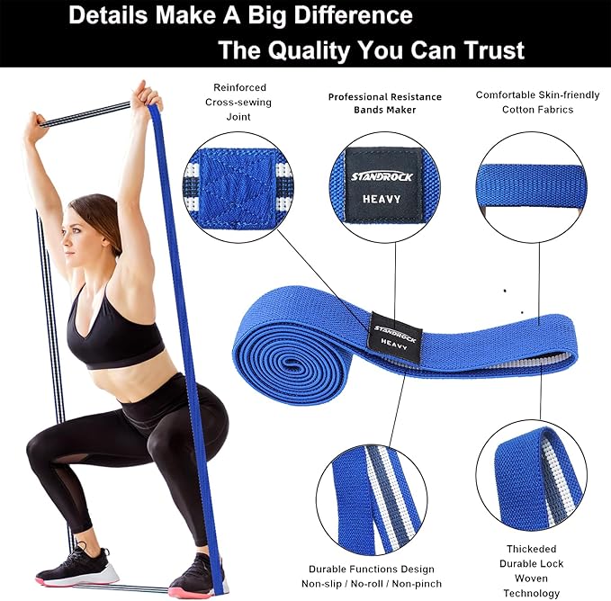 Fabric Resistance Bands for Working Out, 3 and 4 Levels Booty Bands Long Resistance Bands for Women and Men | Elastic Bands for Exercise Bands Resistance Workout Bands Resistance-FlexoryFit