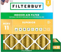 Filterbuy 25x25x4 Air Filter MERV 11 Allergen Defense (2-Pack), Pleated HVAC AC Furnace Air Filters Replacement (Actual Size: 24.50 x 24.50 x 3.63 Inches)