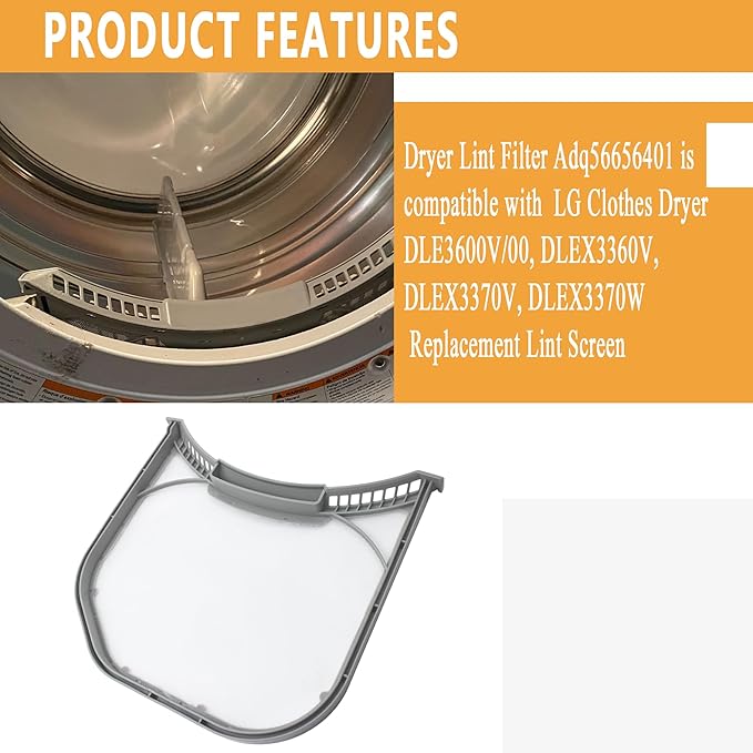 ADQ56656401 Dryer Lint Filter Assembly Fits for LG Clothes Dryer DLE3400W DLE3500W DLEX3250R DLEX3370W Replacement Lint Screen(1 Pcs）