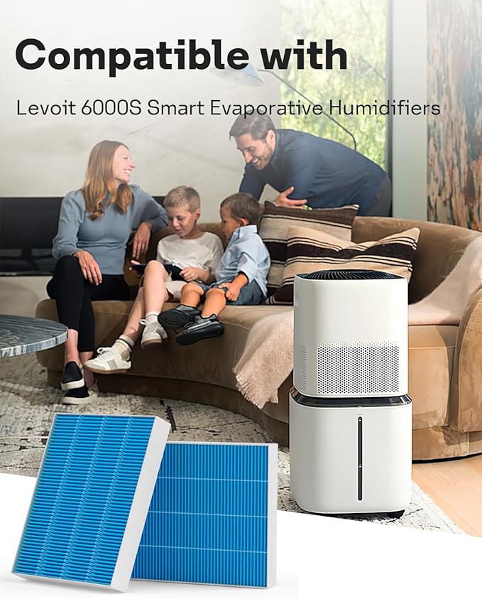 Leemone 8-Pack 6000S Humidifier Wick Filter Replacement for LEVOIT Superior 6000S Smart Evaporative Humidifier, Effectively Capture Large Particles and Minerals