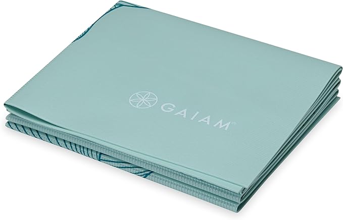 Gaiam Yoga Mat - Folding Travel Fitness & Exercise Mat - Foldable Yoga Mat for All Types of Yoga, Pilates & Floor Workouts (68"L x 24"W x 2mm Thick)-FlexoryFit