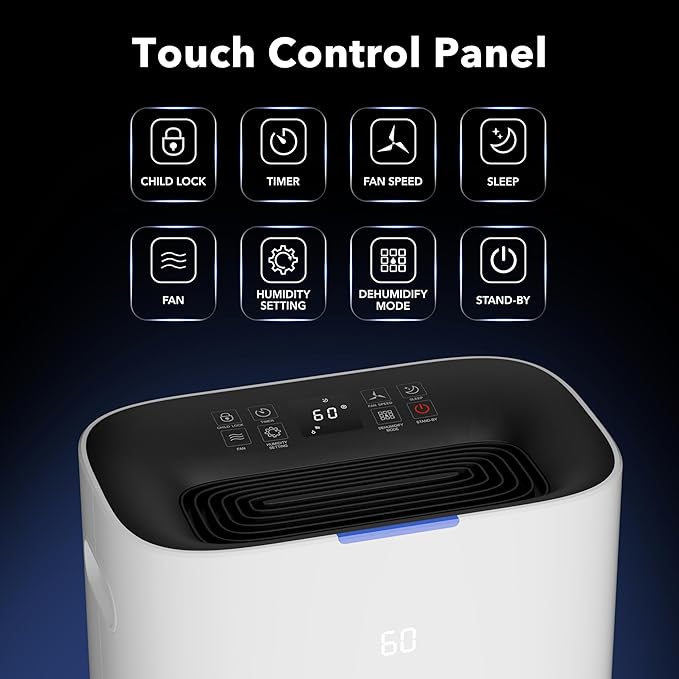 4500 Sq.Ft Smart Dehumidifier for Home, Max 80 Pint/D(Standard 53 Pint/D) Efficient Dehumidifier with Drain Hose, Intelligent Humidity, Timer, 1.71-Gallon Water Tank, for Basement, Bedroom, Bathroom
