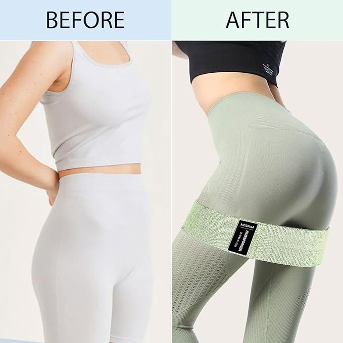 Wide Fabric Resistance Bands Set for Working Out, Non-Slip Exercise Booty Bands for Women & Men Leg and Glutes with Hair Ties and Tape Measure - for Home Gym Workout, Yoga, Pilates-FlexoryFit