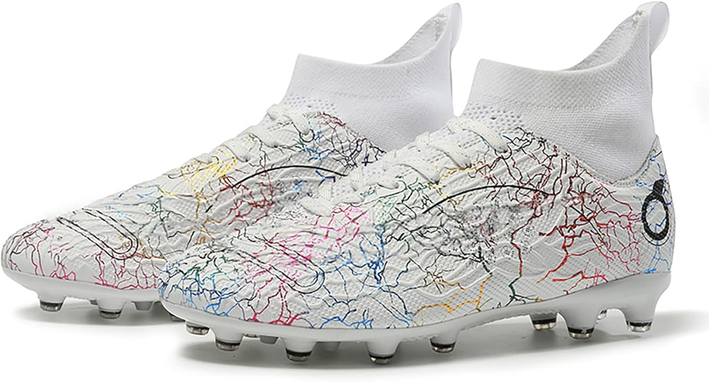 Men's Soccer Shoes High-Top Soccer Cleats Outdoor Breathable Athletic Professional Spikes Youth Boys Football Shoes Unisex