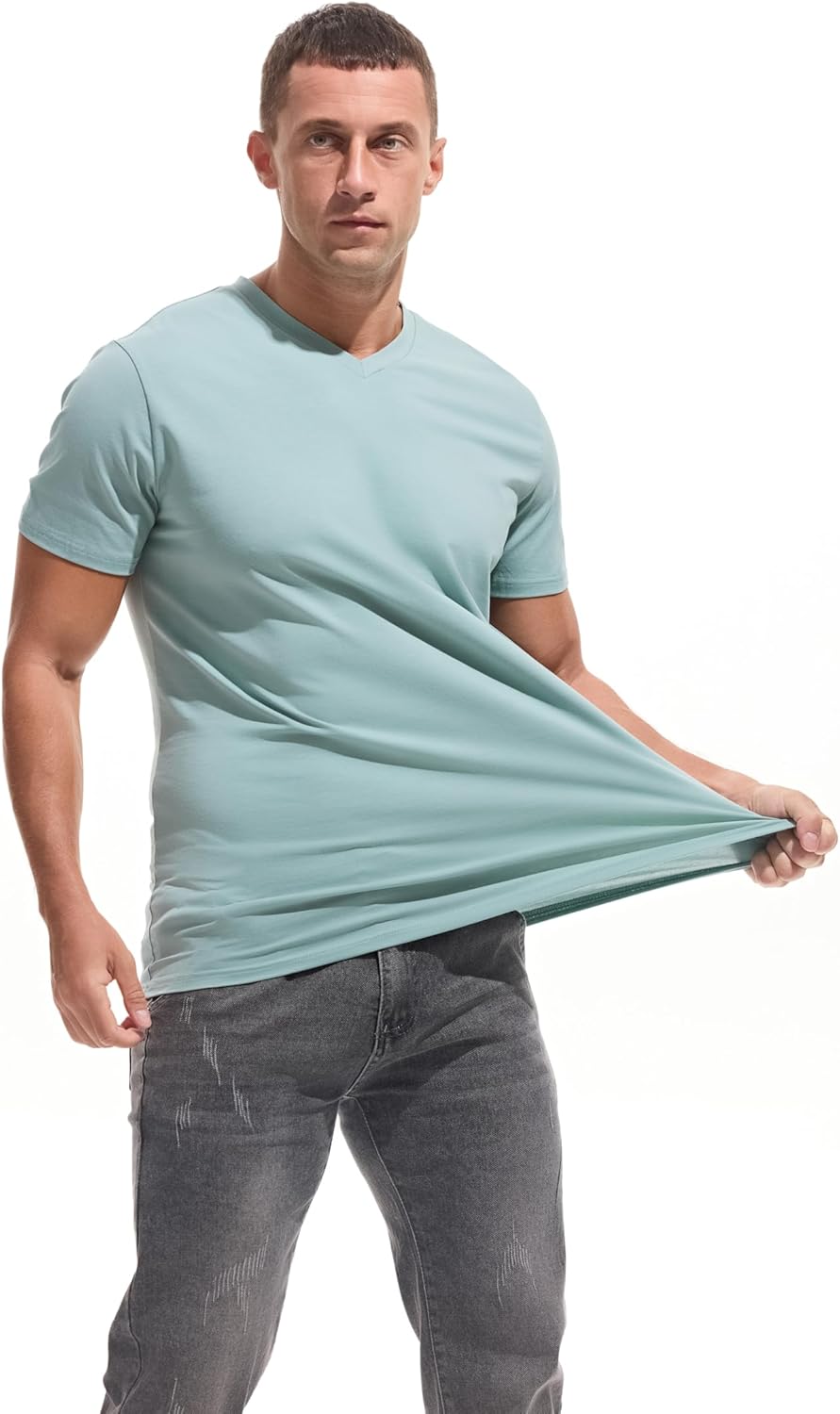 VEIISAR Premium V Neck T Shirts for Men - Modern Fitted Tees Vneck Undershirts