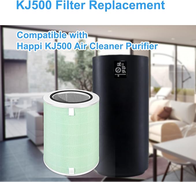KJ500 Air Filter Replacement Compatible with Happi KJ500 Our Happi Air Cleaner Purifier,2-in-1True HEPA with Activated carbon Filter,Part# KJ500 Air Filter Replacement (1Pack)
