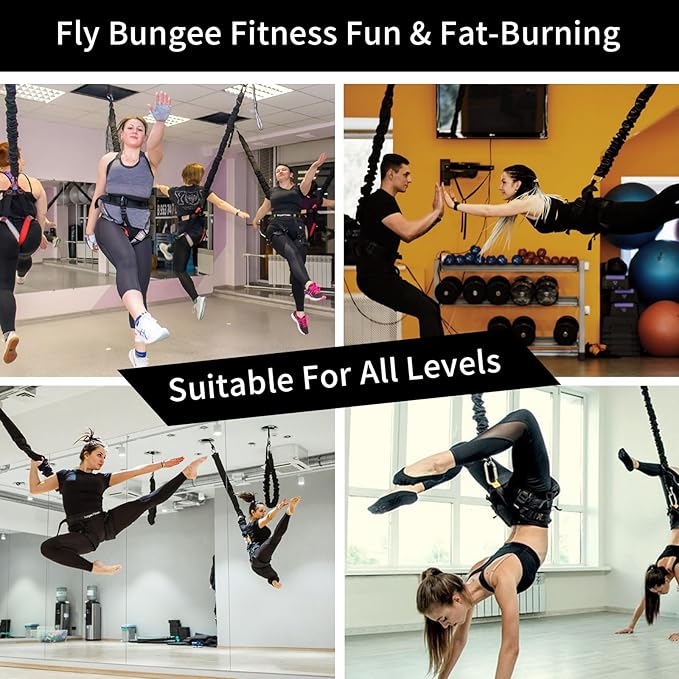 PRIOR FITNESS Bungee Fitness Set Yoga Bungee Cord Rope Resistance Air Dance Rope Exercise Fitness Home Gym Professional Training Equipment-FlexoryFit