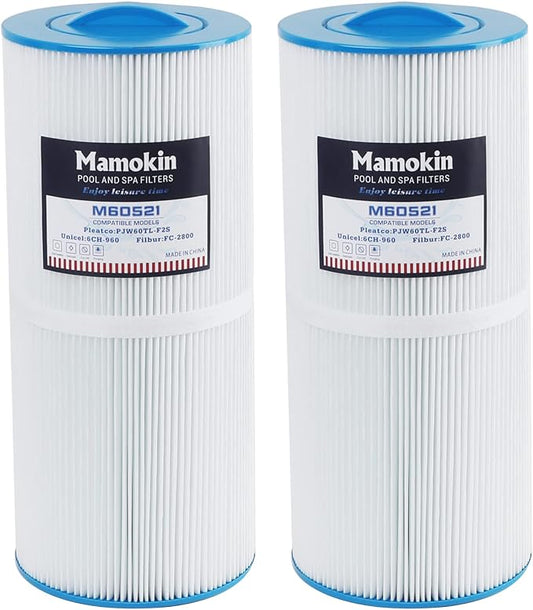 Spa Filter 6CH-960 Replaces Jacuzzi Filters J-300 J-400, Unicel 6CH-960, Pleatco PJW60TL-F2S, Filbur FC-2800, 6540-476, 6540-383, Hot Tub Filter with Closed Handle(Not be Removed)- 2 Pack