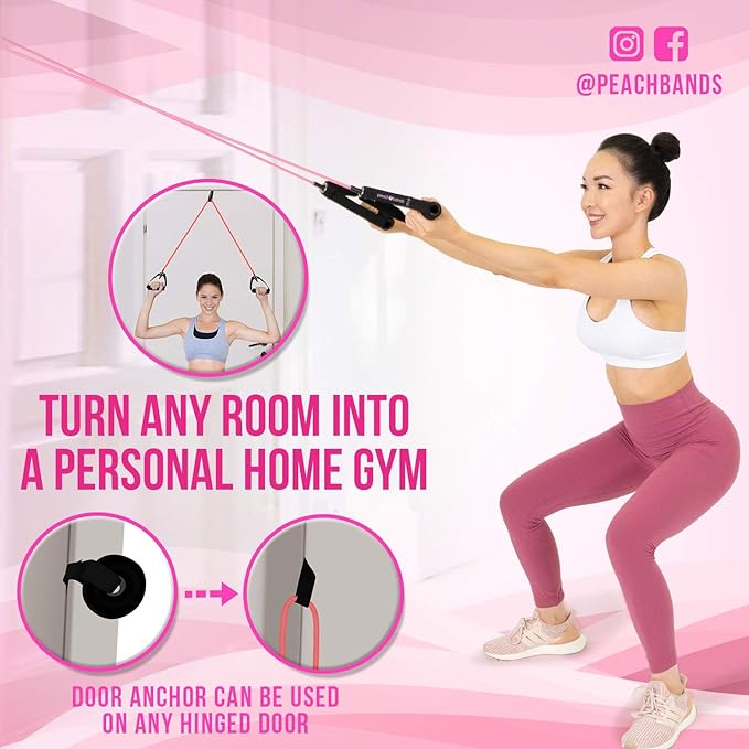 Peach Bands Resistance Tube Bands Set - Exercise Bands with Handles, Door Anchor and Workout Guide-FlexoryFit
