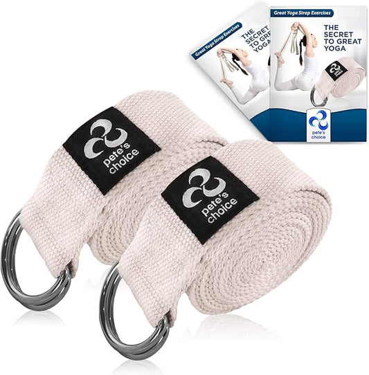 2-PACK or 5-PACK Yoga Exercise Adjustable Straps 8Ft | BONUS eBook | with Durable D-Ring For Pilates & Gym Workouts | Hold Poses, Stretch, Improve Flexibility & Maintain Balance-FlexoryFit