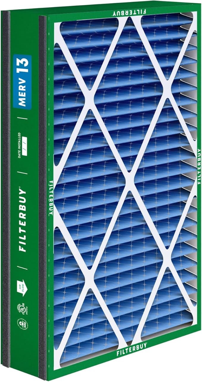 Filterbuy 16x25x5 Air Filter MERV 13 (MPR 1900) Health Defense Replacement (2-Pack), Pleated HVAC AC Furnace Filters for Trion Air Bear 255649-105 and More (Actual Size: 15.63 x 24.13 x 4.88)