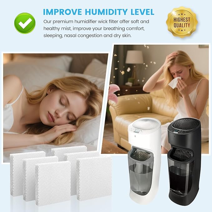 Colorffullife 4 Pack Humidifier Filter T for Honeywell Top Fill Tower Humidifier HEV615, HEV620, Replacement HFT600 Filter T