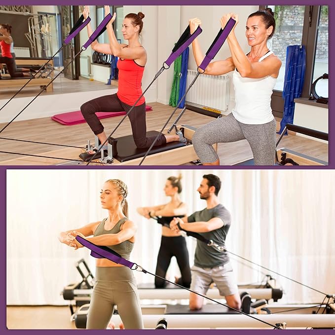 TOBWOLF Pilates Straps - Double Loop D-Ring Straps for Reformer, Padded, Home Gym Workout-FlexoryFit