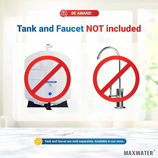 Max Water 5 Stage 50 GPD (Gallon Per Day) RO (Reverse Osmosis) Standard Water Filtration System for Heavy Duty - Under-Sink/Wall Mount - Model: RO-5W4