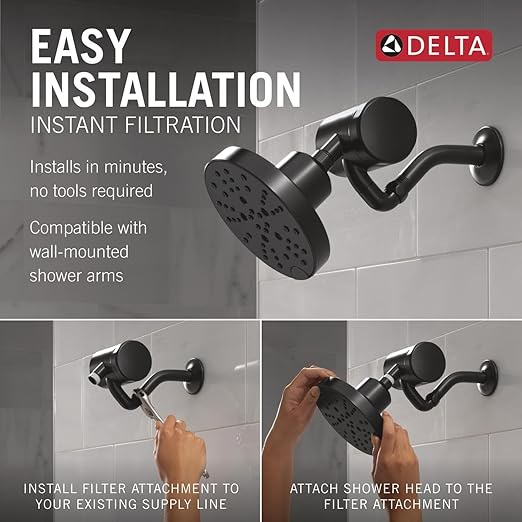 Delta Faucet Clarifi Premium Shower Filter Attachment Matte Blackwith Additional Filter Cartridge