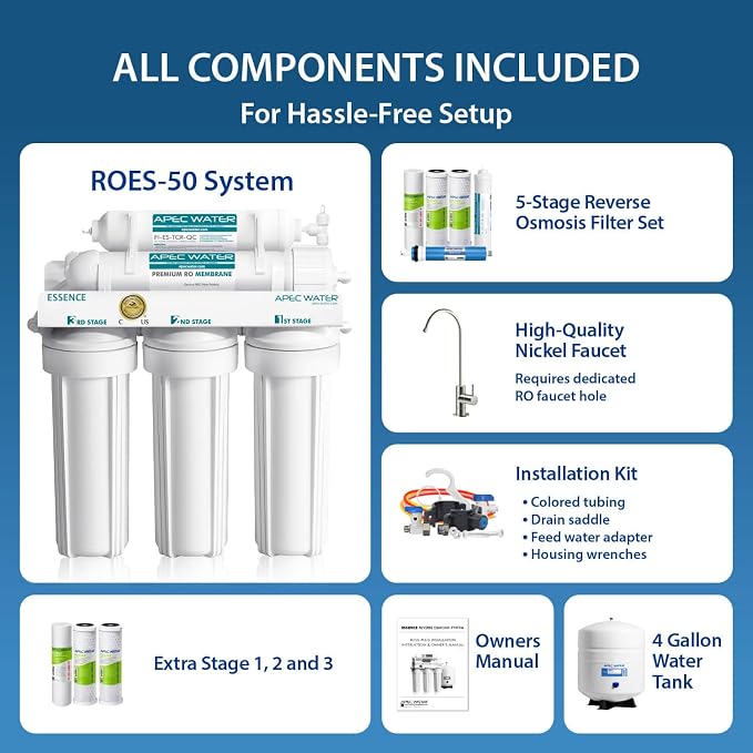 APEC Water ROES-50X 5-Stage Under Sink Reverse Osmosis Water Filter System - Image 3