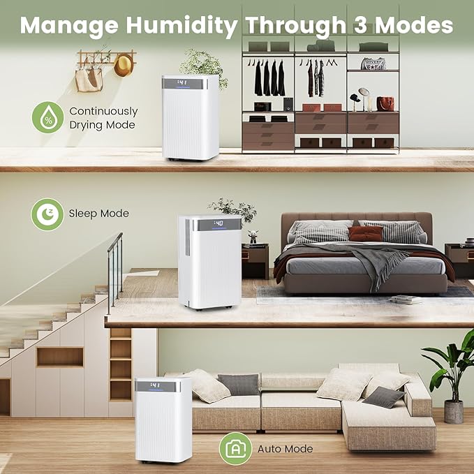 COSTWAY 32 Pints Dehumidifier, 24H Timer, 3-Color Indicator, Drain Hose & Wheels, Low Noise, 2000 Sq.Ft Portable Dehumidifier Home, Bathroom, Bedroom