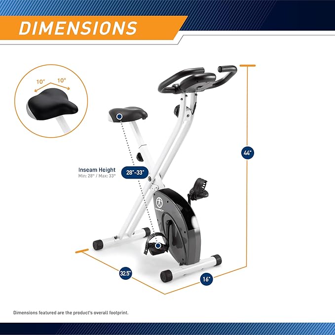 Marcy Foldable Upright Exercise Bike with Adjustable Resistance for Cardio Workout & Strength Training - Multiple Styles Available-FlexoryFit