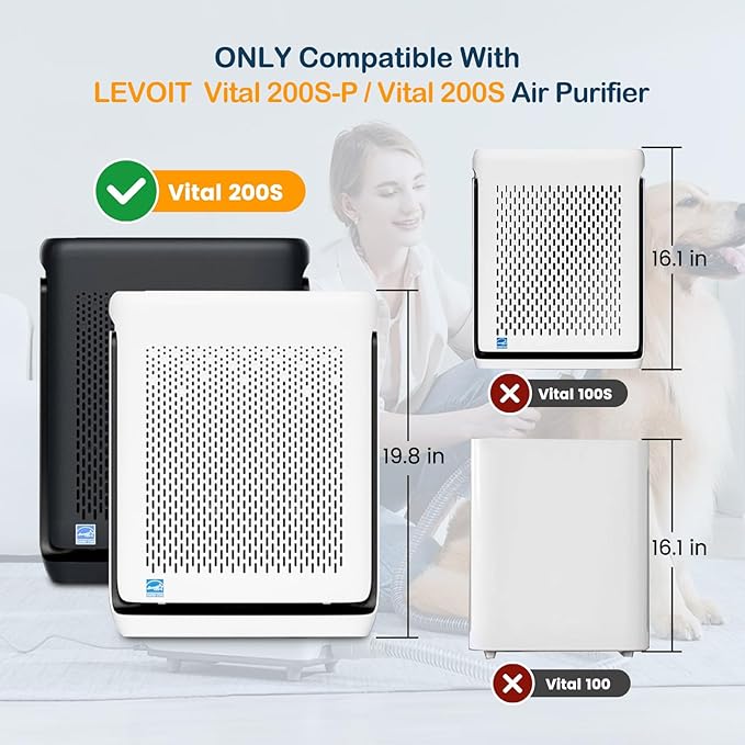Vital 200S-P Toxin Absorber Replacement Filter for LEVOIT Vital 200S Vital 200S-P Air Purifier, H13 True HEPA and Activated Carbon 200S Filter, Vital 200S-RF-TX (LRF-V201-GUS), 2 Pack Green