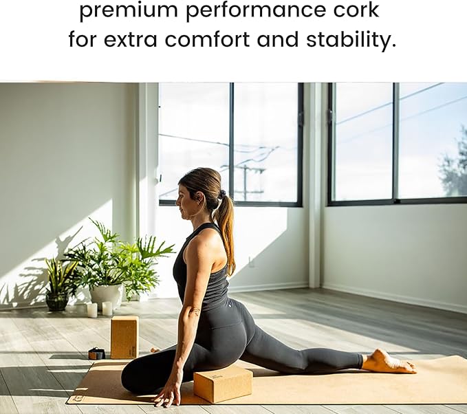 Premium Cork Yoga Blocks - Extra Large Yoga Block 2-Pack or Extra Tall 1-Pack for Inflexible Yogis | Natural, High-Density Cork for Superior Support & Stability | Optional Yoga Strap & Gift Box-FlexoryFit