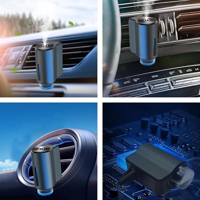 Smart Car Air Freshener Diffuser,Car Aroma Diffuser Air Freshener Spray Automatic with 6PCS Cologne Aromatherapy Oil