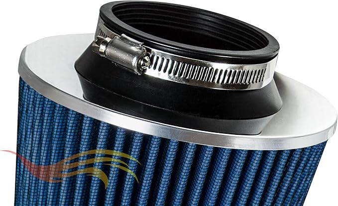 BLUE 4" 102 mm Inlet Truck Air Cone Replacement Performance Washable Clamp-On - Image 4