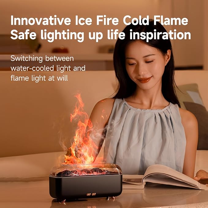 Colorful Flame Essential Oil Diffuser, Mist Humidifier, Aroma Diffuser with Timing Auto-Off 300ml (White)