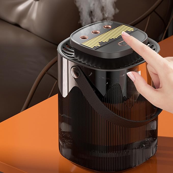 Desktop Humidifier, Quiet Top Fill USB Powered Air Humidifier with Night Light for Home Bedroom Office & Car 3L Grayish Black