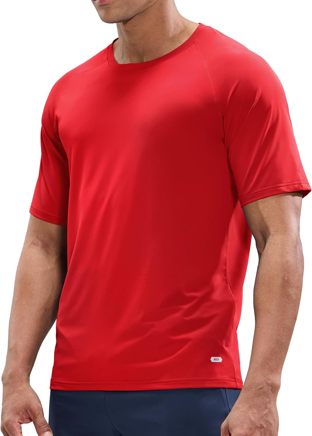 MIER Men's Dry Fit Workout T-Shirts Athletic Running Tee Short Sleeve Crew Neck Gym Tops, Polyester, Moisture Wicking
