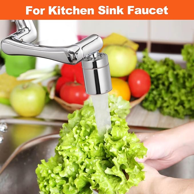 Spurtar 1440° Sink Faucet Aerator Extension Swivel Faucet Extender for Toddlers, 2 Sprayer Modes Rotatable Bathroom Kitchen Head Replacement Tap Attachment with Filter for G 1/2", 55/64",15/16"