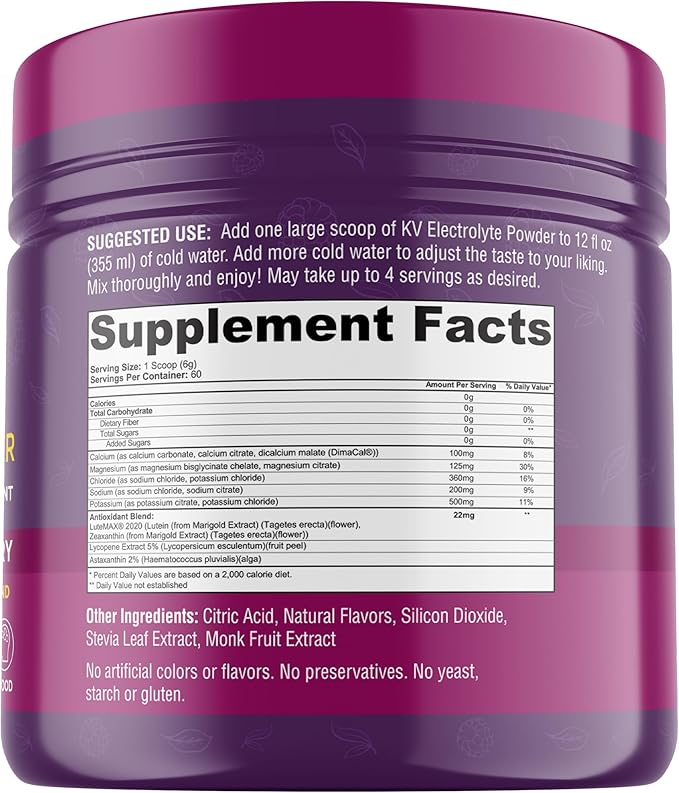 Keto Vitals Antioxidant Electrolytes Powder - Blend Keto Electrolytes with Potassium, Magnesium, Sodium, & Calcium - No Sugar Electrolyte Drink Mix & Hydration Powder, 60 Servings, BlackBerry-FlexoryFit