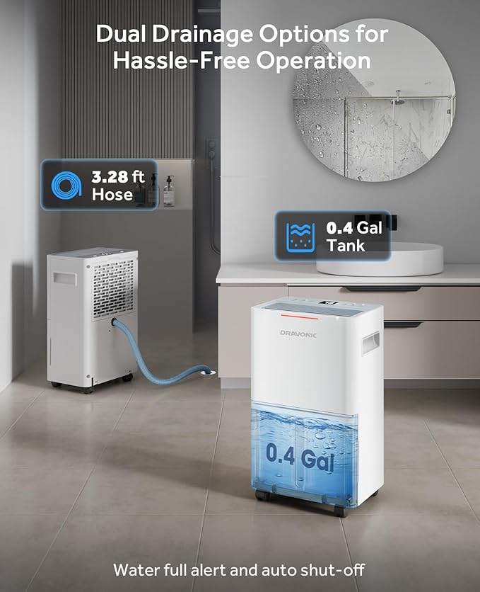 1500 Sq.ft Dehumidifier for Basement, MAX 21 Pints Dehumidifiers for Home with Drain Hose, Smart Humidity Control, 3 Modes for Bedroom and Bathroom, Dry Clothes, 24H Timer (White)