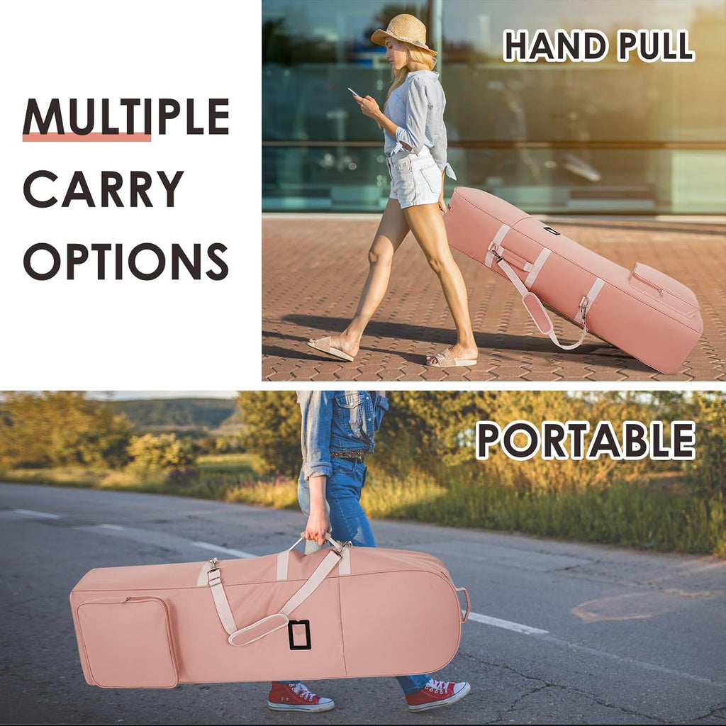 Golf Travel Bags for Airlines with Adjustable Support Rod and Detachable Shoulder Straps, Soft Foldable Golf Club Travel Covers, 900D Heavy Duty Oxford