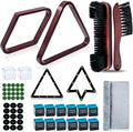 23 Pcs Wooden Pool Triangle Rack, Pool Table Accessories with Pool Table Brush for Felt, 2-1/4" Pool Ball Holder, Billiard Magic Ball Rack Billiard Accessories (Wine Red)