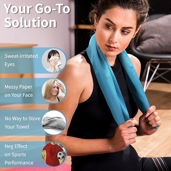 YESLIFE 4 Pack Cooling Towel 40"x12", Gym Towels for Men and Women, Soft Breathable Workout Towels for Yoga, Running, Sport, & More (Blue, Grey, Green, Pink)-FlexoryFit