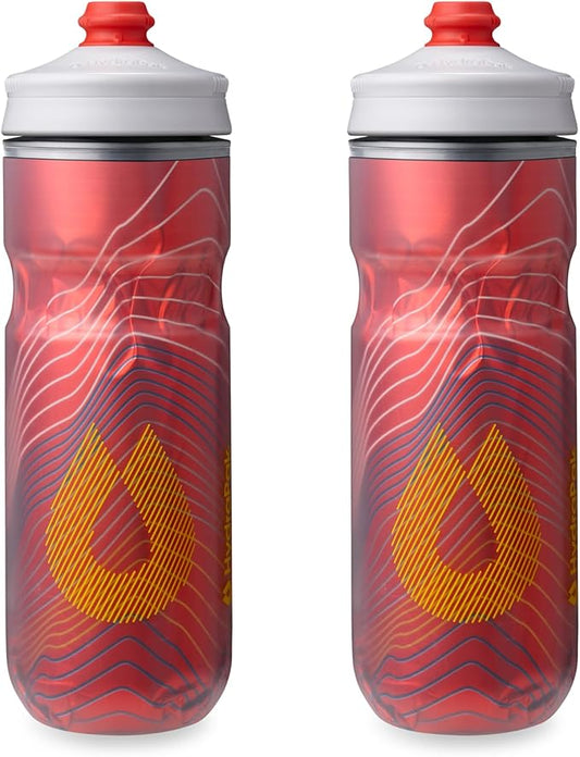 HydraPak Polar Surge Insulated Bike Water Bottle 2-Pack (20oz or 24oz) - High Flow, Fits Most Bike Cages, For Cycling & Sports-FlexoryFit