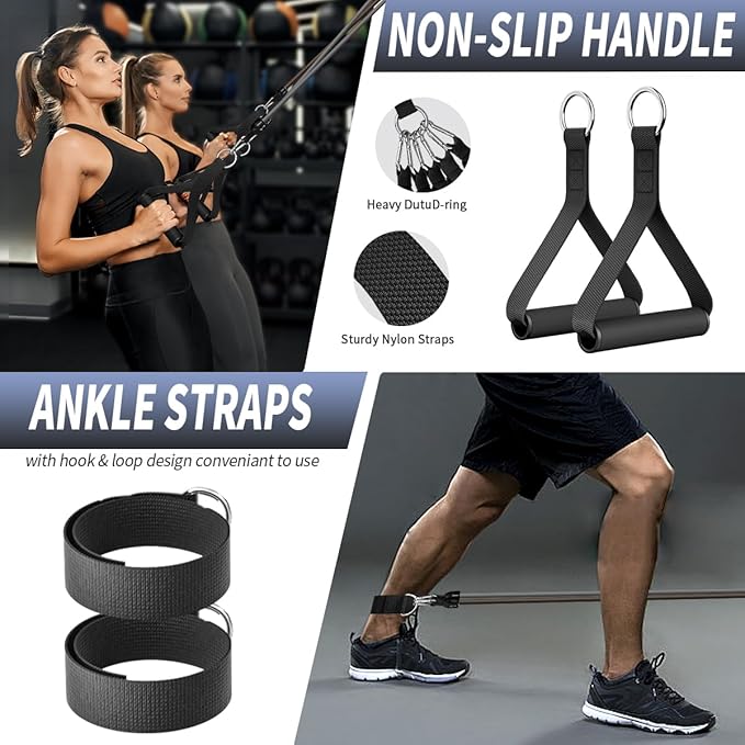 WHATAFIT Resistance Bands, Exercise Bands，Resistance Bands for Working Out, Work Out Bands with Handles for Men and Women Fitness, Strength Training Home Gym Equipment-FlexoryFit