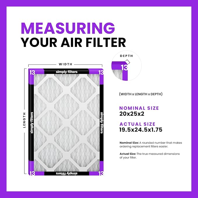 Simply 20x25x2 Air Filter, MERV 13, 6 Pack, Furnace Air Filter - Image 2