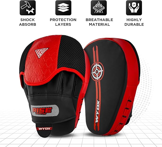 WYOX Curved Boxing Punch Mitts – Boxing Pads Training Set, Punching Mitts for Adults, Kickboxing Pads, Muay Thai Pads, Karate Pads, MMA Training Equipment, Martial Arts Focus Pads