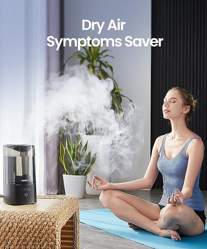Humidifiers for Bedroom, 2.0L Cool Mist Humidifier for Home Plant and Baby Nursery, Quiet Ultrasonic Humidifier with 360° Nozzle, Auto Shut-Off, Filterless, Black