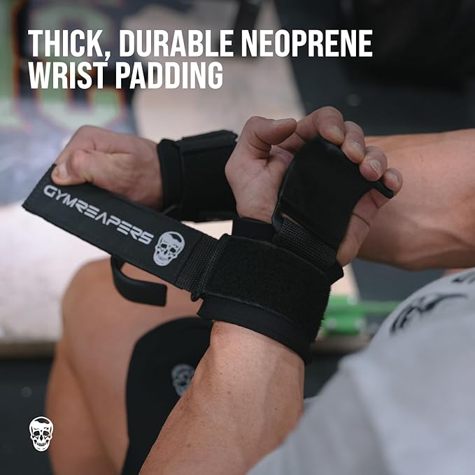 Gymreapers Weight Lifting Hooks (Pair), Heavy Duty Power Wrist Straps Hand Grip Support For Deadlifts, Pull Ups, Shrugs - Gym Gloves For Men and Women-FlexoryFit