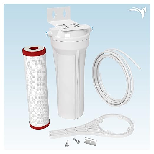 AQUATICLIFE Carbon Plus Carbon Block Water Filter 10x2.5 and 10-inch Water Filter Housing Canister for Reverse Osmosis Filtration Systems RO and RODI Units, for Chlorine Chloramine Reduction