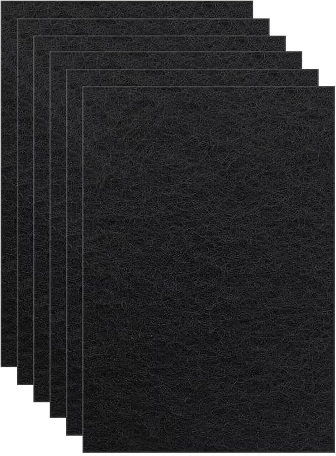 6 Pack Carbon Filters Compatible with Van Ness Cat Litter Box, 4.5 x 6.5Inch Activated Charcoal Replacement Odor Filters for Pureness F6 Zeloite Air Filter