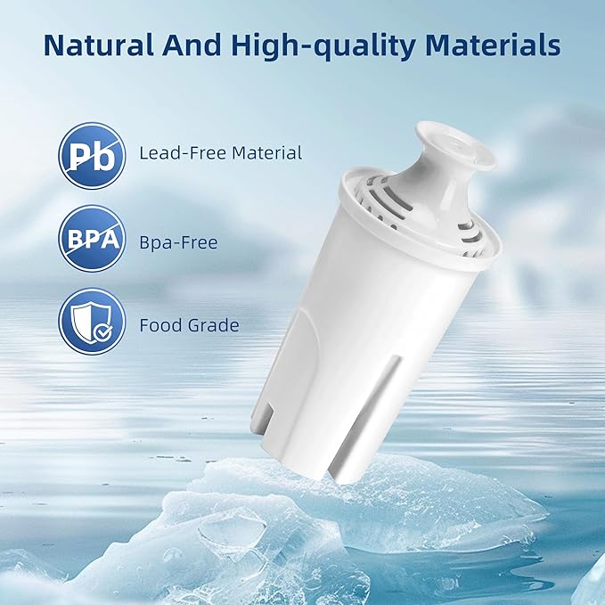 Water Filter Replacement For Brita Pitcher, Large Dispenser, Reduce Chlorine, BPA-Free, Compatible with Brita Classic Ob03, 35557, Mavea 107007, 6 Pack