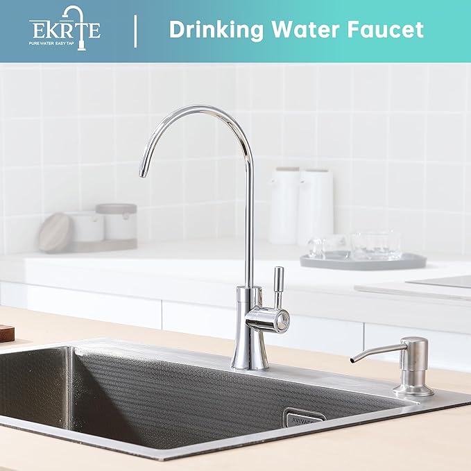 EKRTE Polished Chrome Drinking Water Purifier Faucet, Kitchen Bar Sink Drinking Purifier Kitchen Faucet for Under Sink Water Filter System