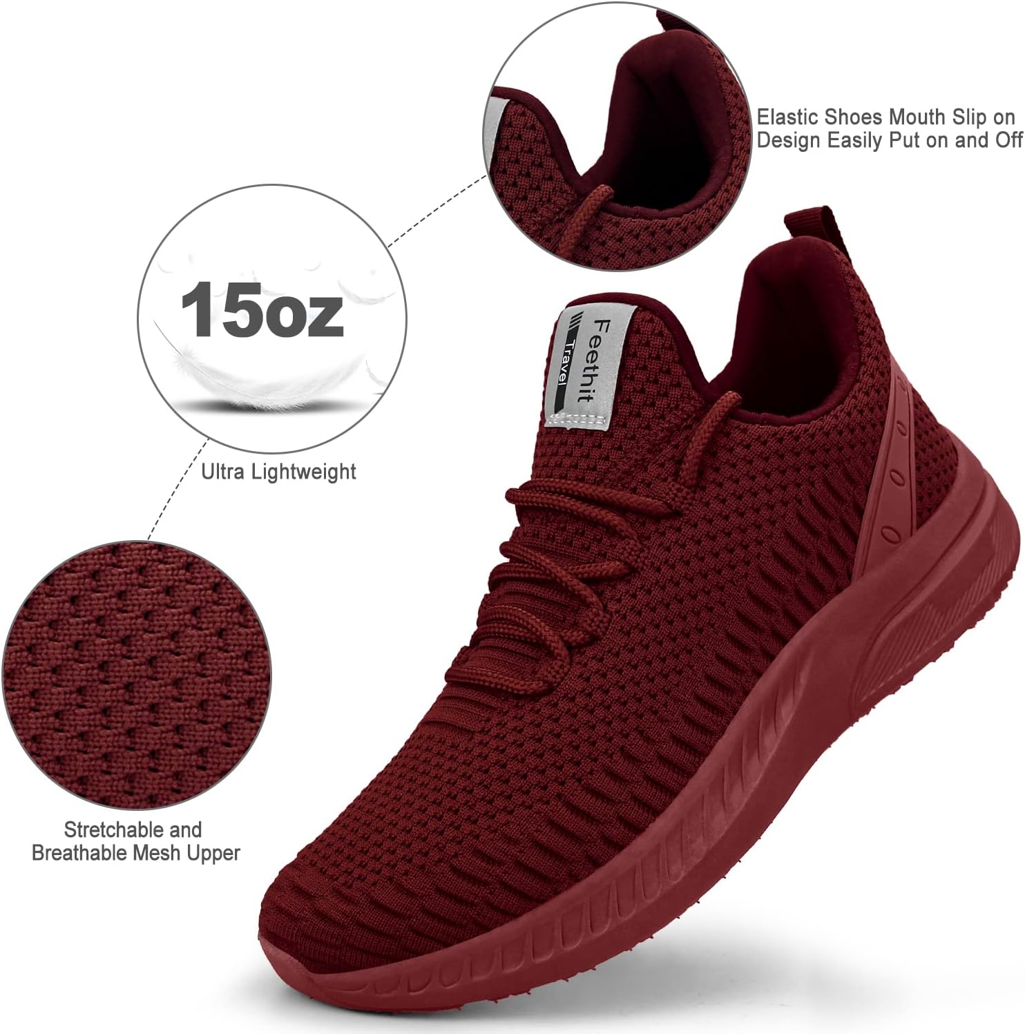 Feethit Mens Slip On Walking Shoes Blade Tennis Shoes Non Slip Running Shoes Lightweight Workout Shoes Breathable Mesh Fashion Sneakers