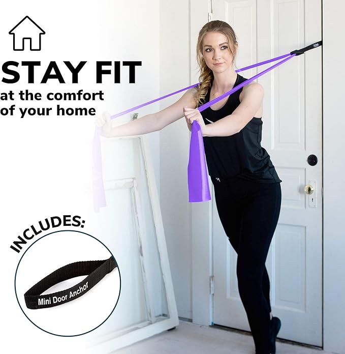 7Ft Long Resistance Bands for Stretching - Resistance Bands Set with Door Anchor - Exercise Bands Including Carry Pouch, E-Book & App - Latex-Free Workout Bands-FlexoryFit